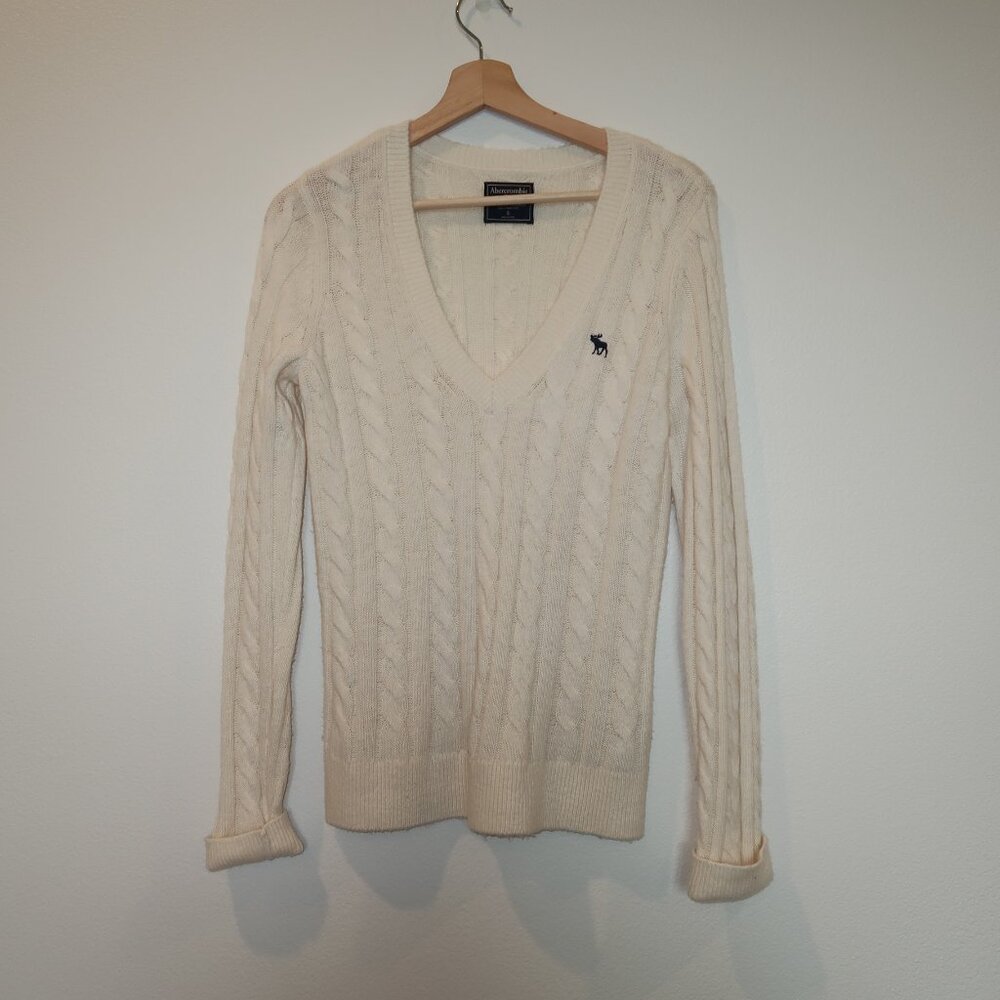 Abercrombie & Fitch Long Sleeve Knit Deep V neck Sweater SMALL